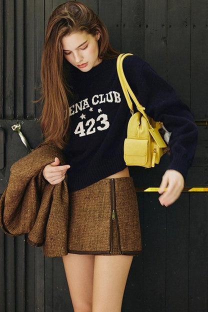 Navy Blue Wool Knit Sweater