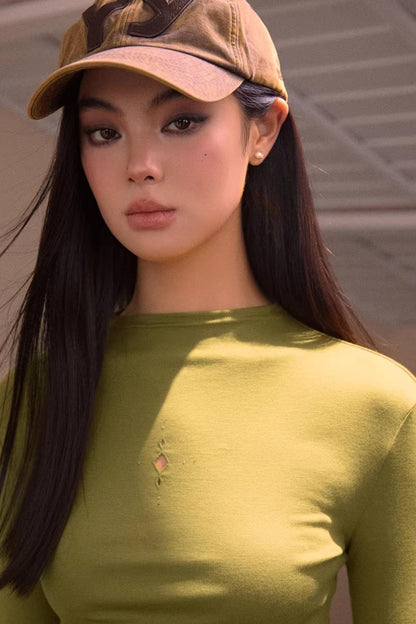 Half-Turtleneck Long Sleeve Top