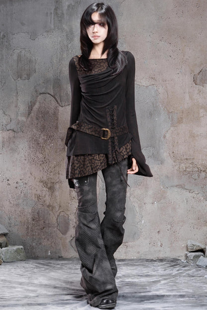 Knitted Contrast Patchwork Top