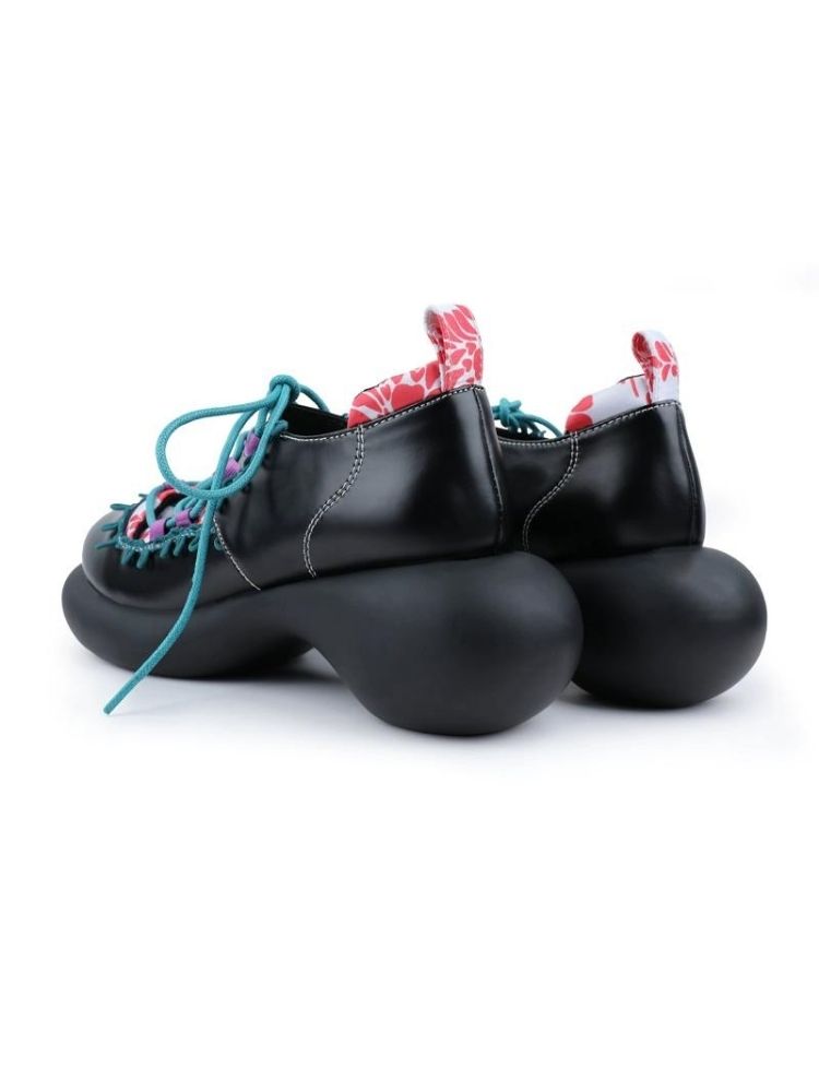 Japanese Pattern Lace Up Platform Shoes