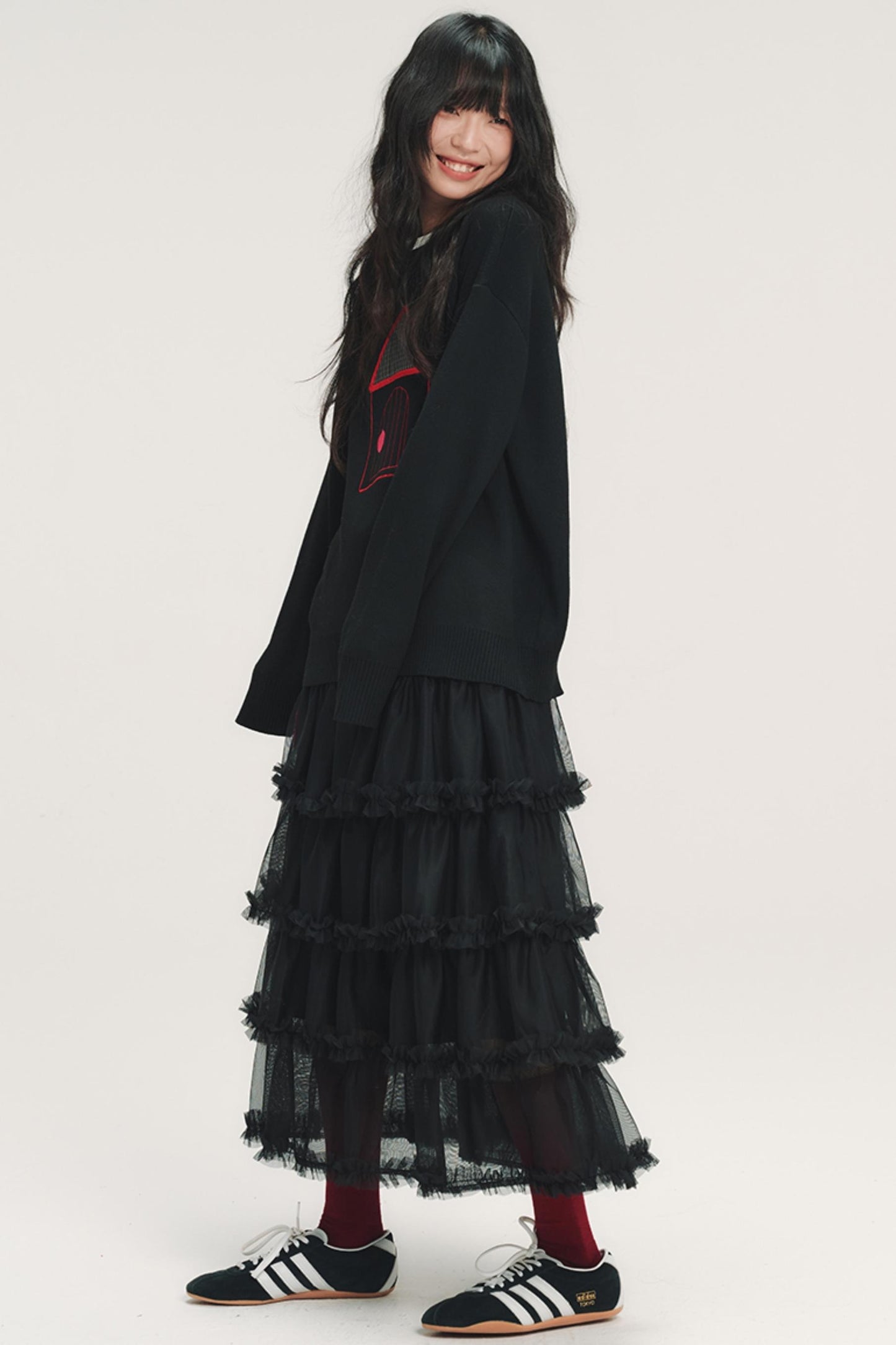 Color-Blocked Plaid Knit Top