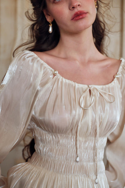 Satin Slim Fit Vintage Skirt Shirt Set-Up