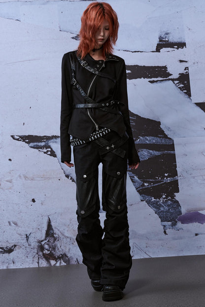 Metallic Turtleneck Knit Top