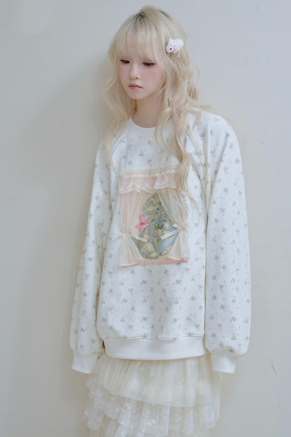 Vintage Kitten Print Top
