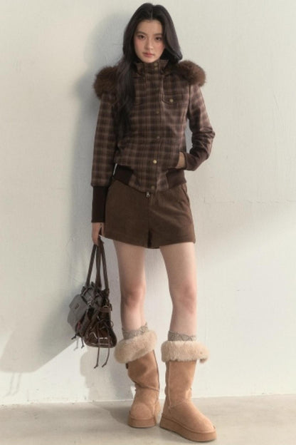 Vintage Fur Collar Fleece Jacket