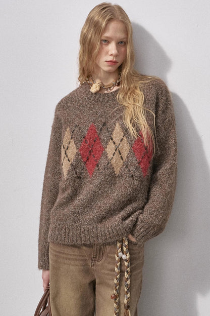 Floral Diamond Knit Sweater