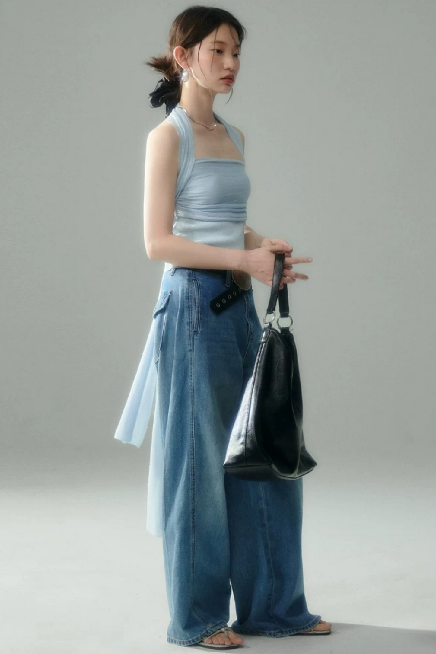Misty Light Pleated Tulle Blouse Set