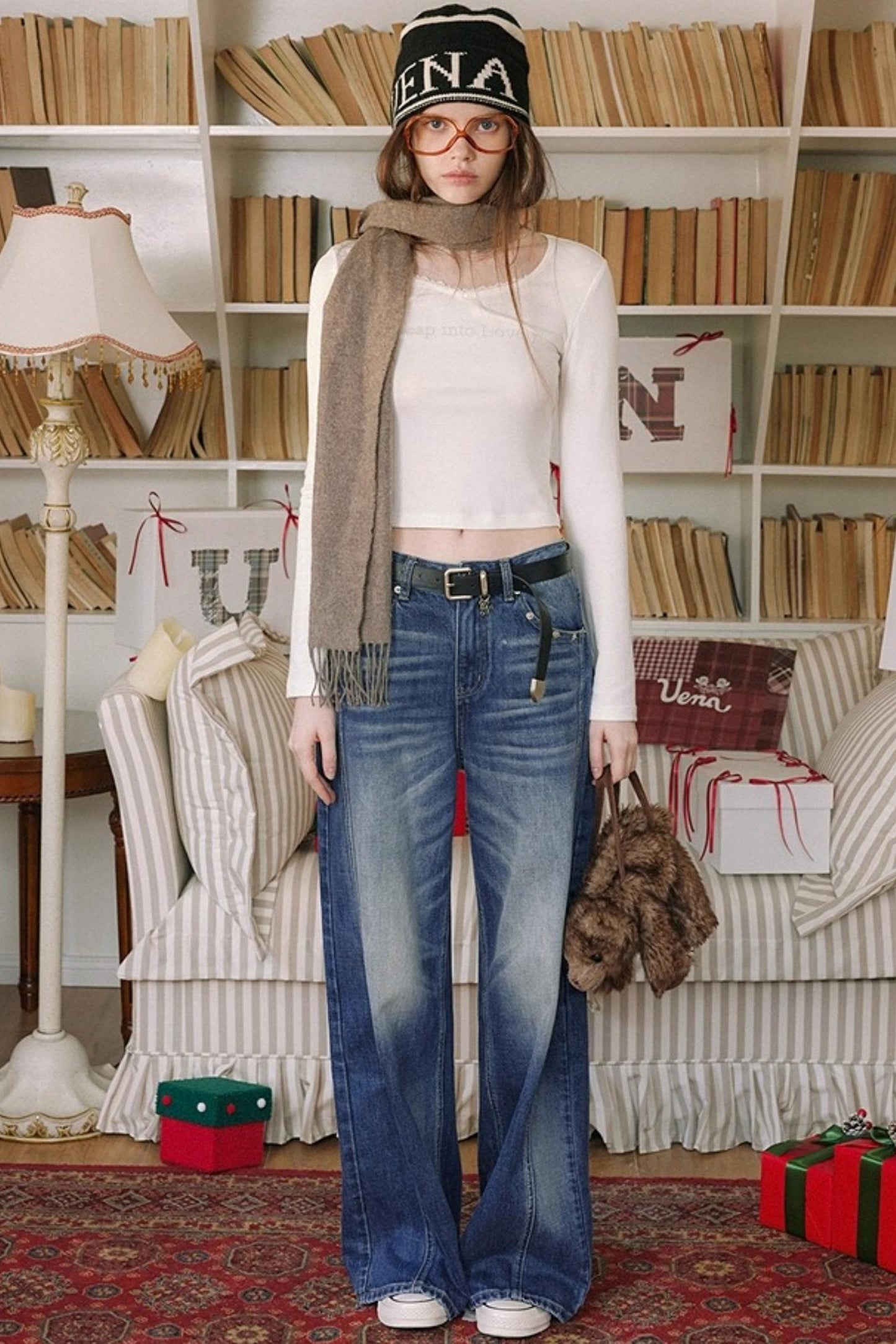 Pearl Rhinestone Wool Top