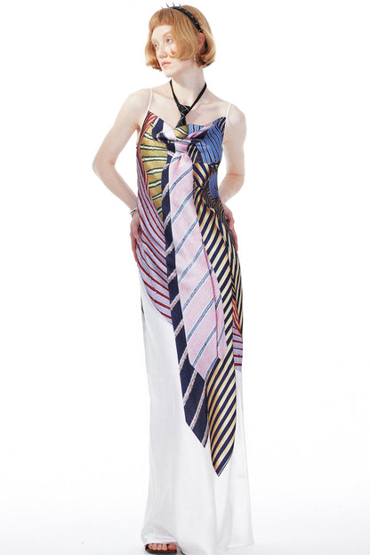 Printed Halter Swing Dress