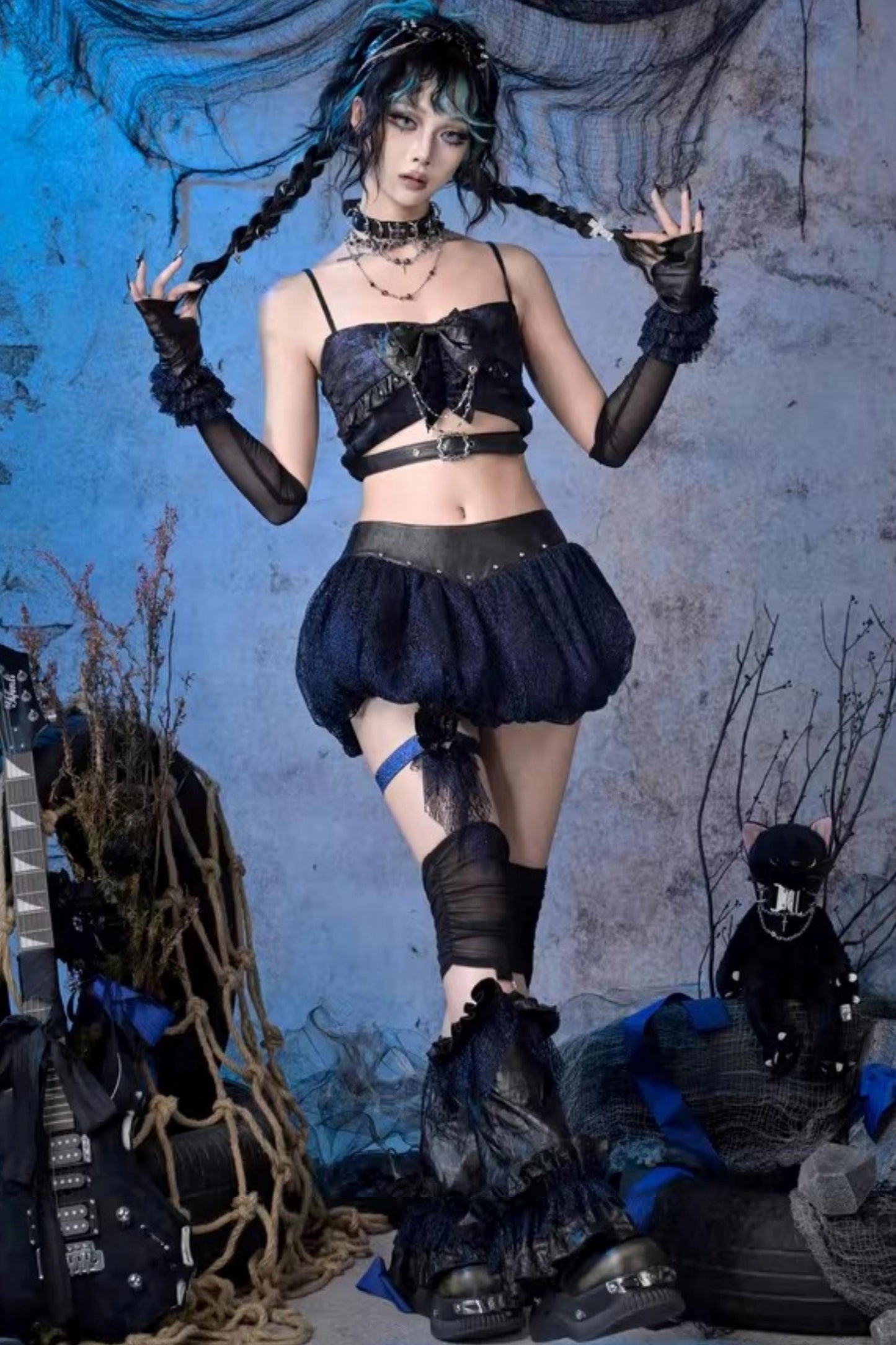 Grunge Punk Mesh Leg Warmers