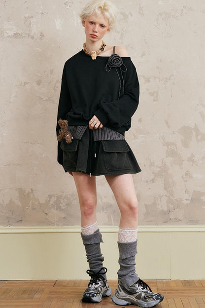 Lässiger Sweatshirt mit langen Ärmeln 