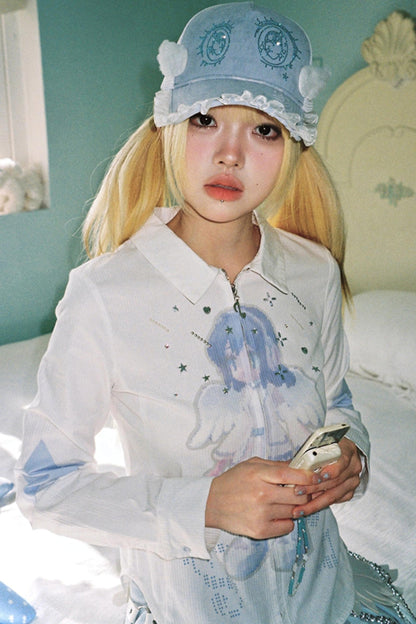 Dreamcore Aqua Stripe Long Sleeve Shirt