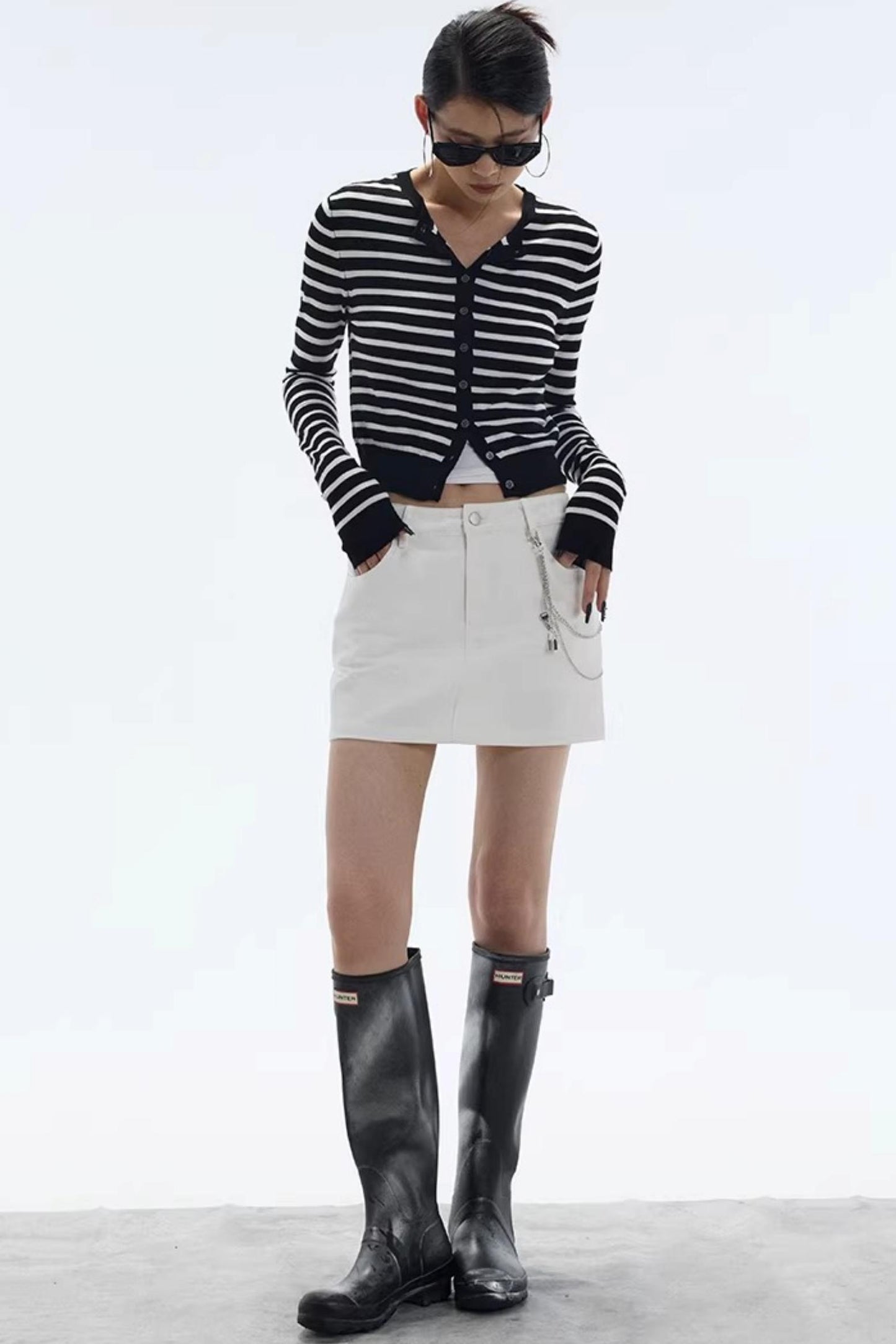 Striped Color-Block Knitted Cardigan