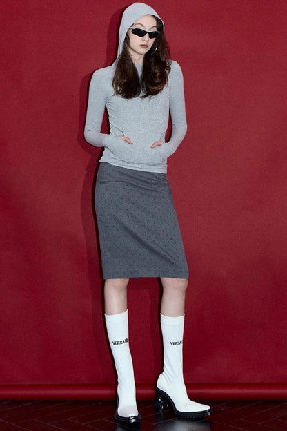 Gray Hooded Winter Sweater