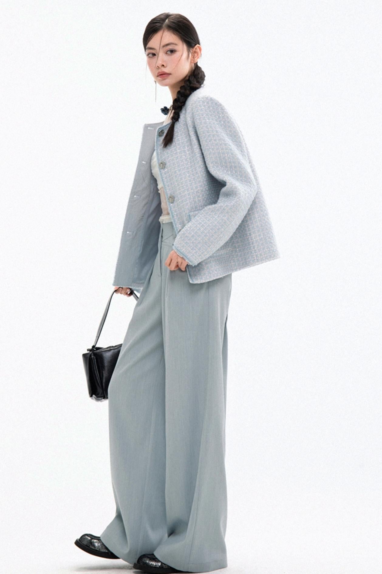 Star Blue Wool Jacket & Skirt Set-Up