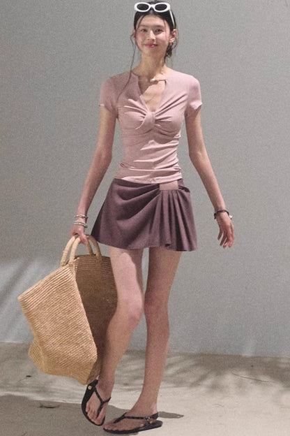 V-Neck Beaded T-Shirt