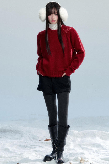 Fringed Raw Edge Knit Top