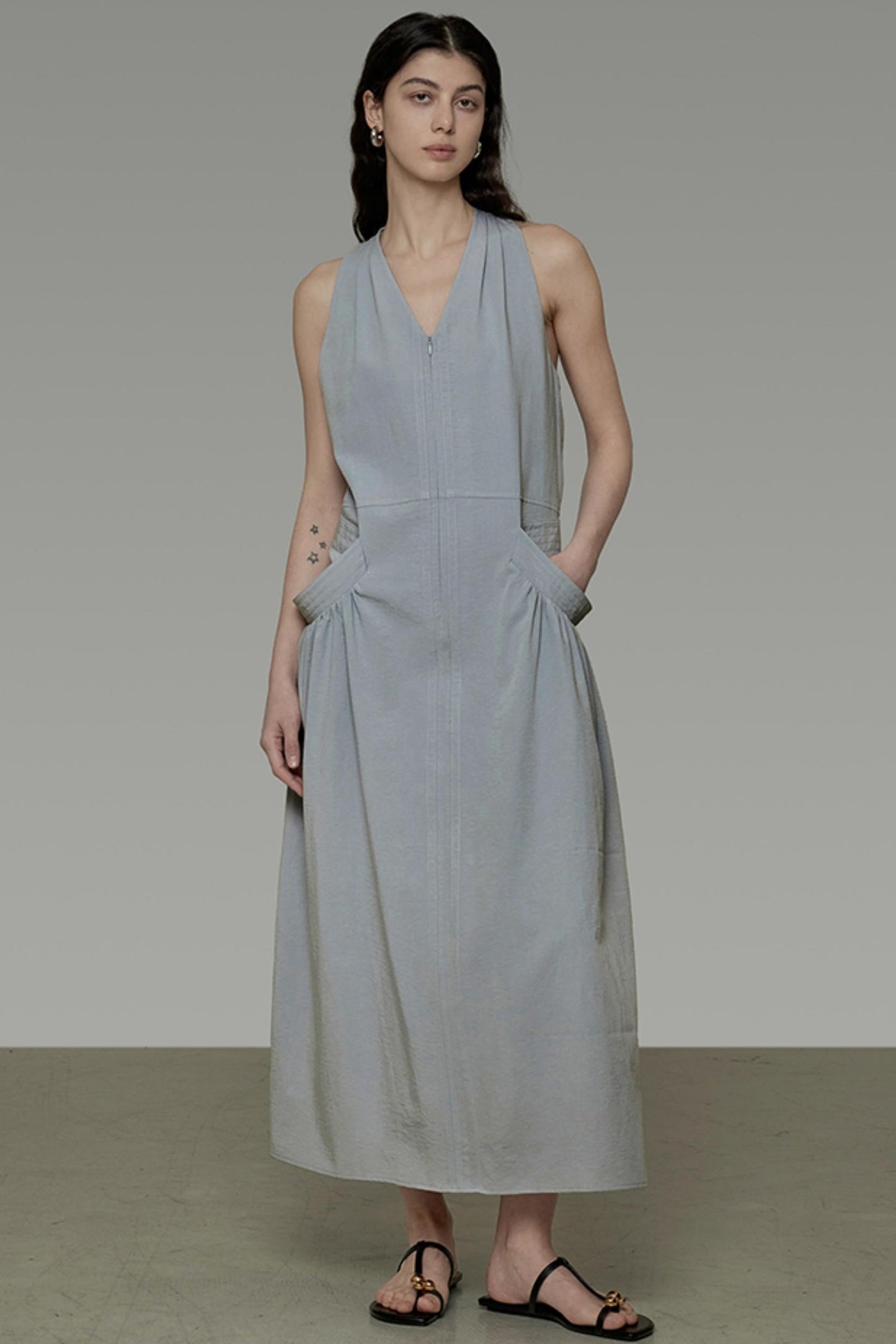 V-Neck Pocket Maxi Dress