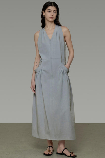 V-Neck Pocket Maxi Dress