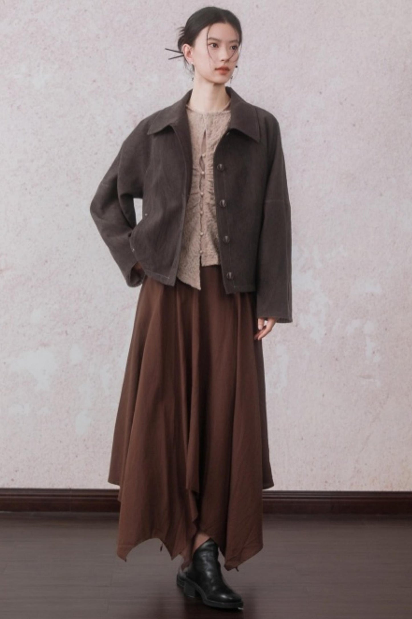 Patchwork Velvet-Feel Jacket