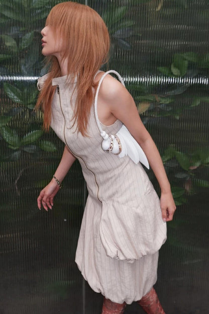 Striped Asymmetrical Deconstructed Dress
