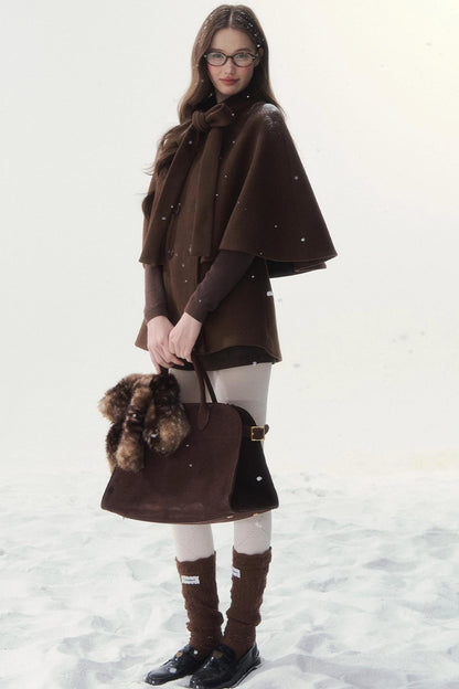 Double-Breasted Cocoa Cape Coat