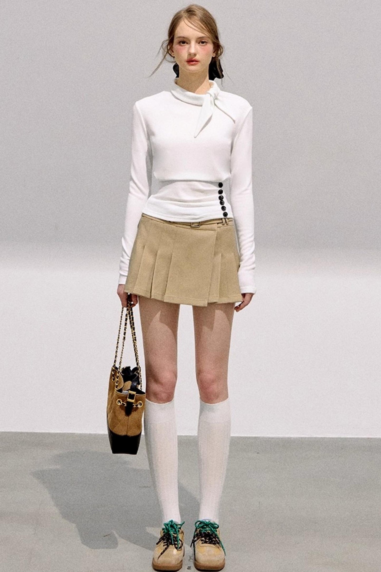 Mint Asymmetrical Button Knitwear