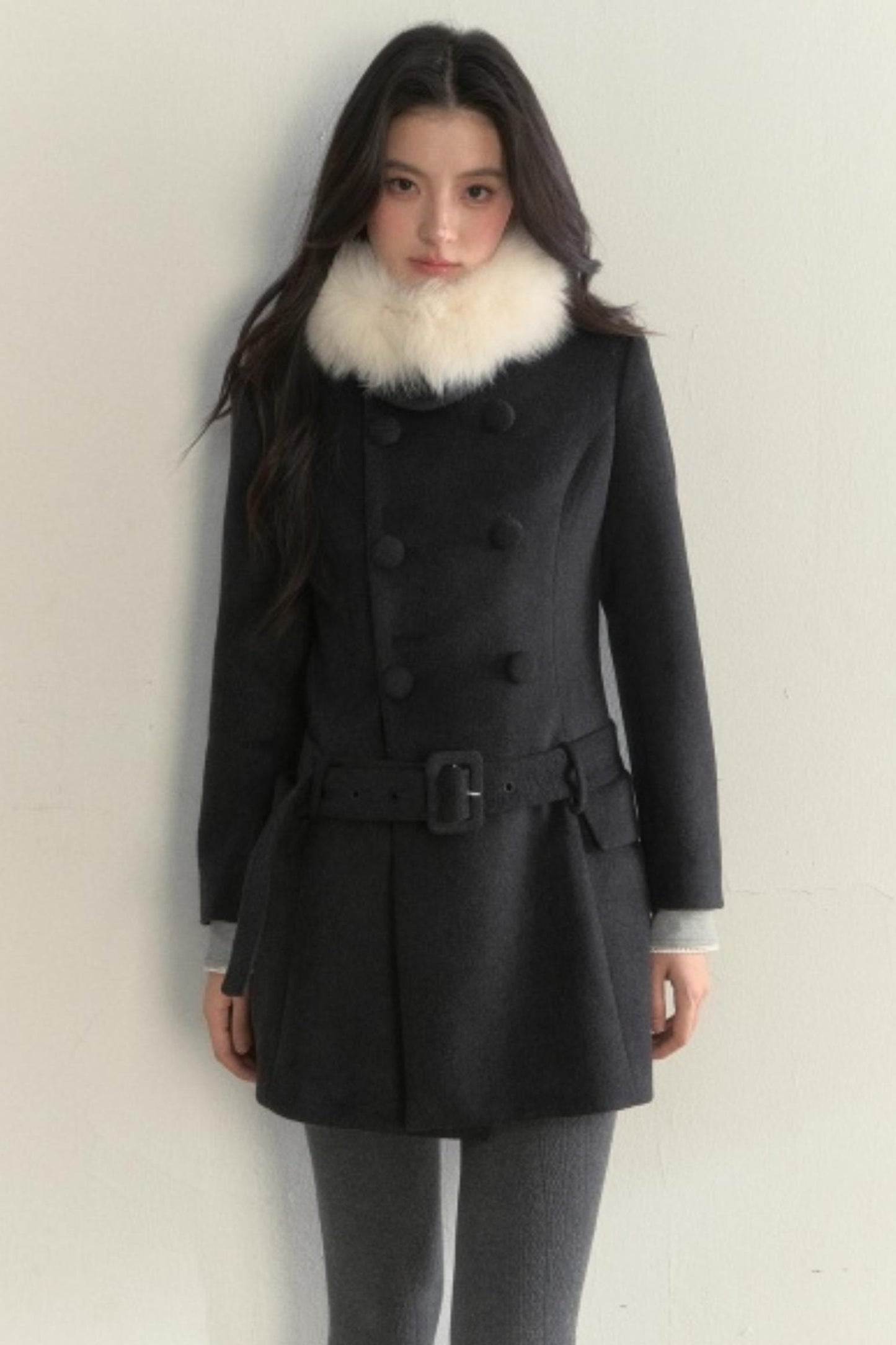 Double Breasted Low-Belt Mid-Length Coat