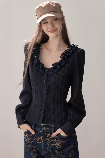 Puff Sleeve V-Neck Blouse