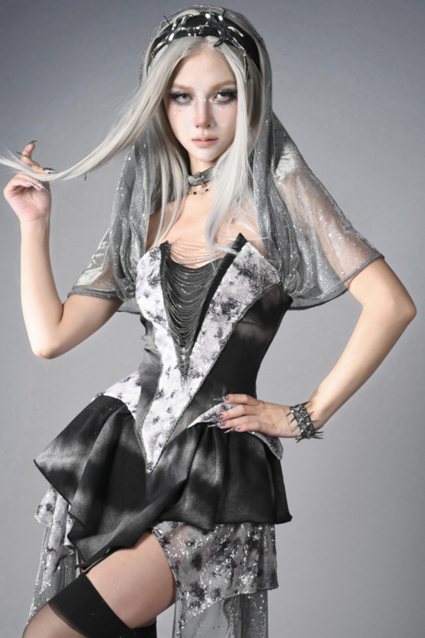 Futuristic Punk Hooded Dress