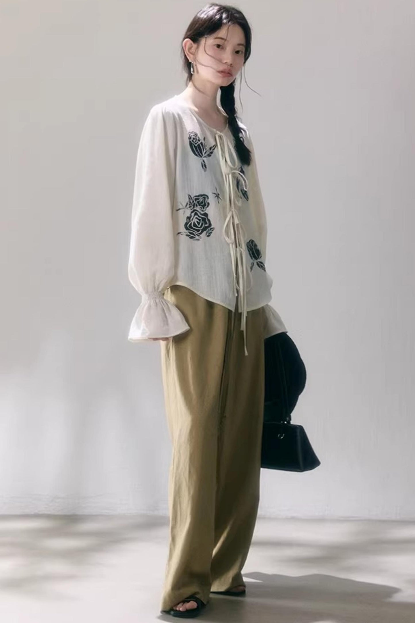 Linen Blend Wide-Leg Pants