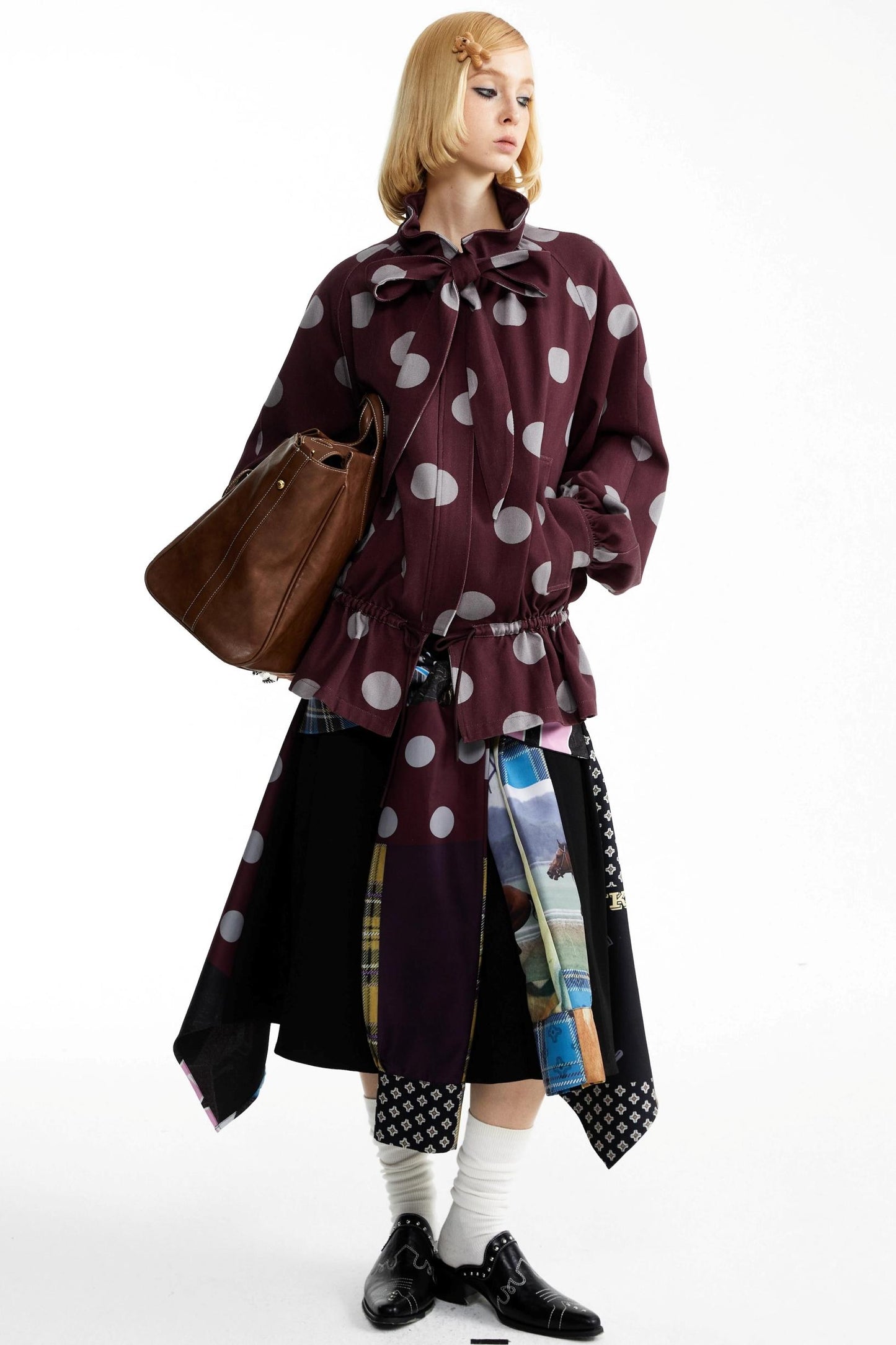 Street Print Deconstructed Stitched Skirt