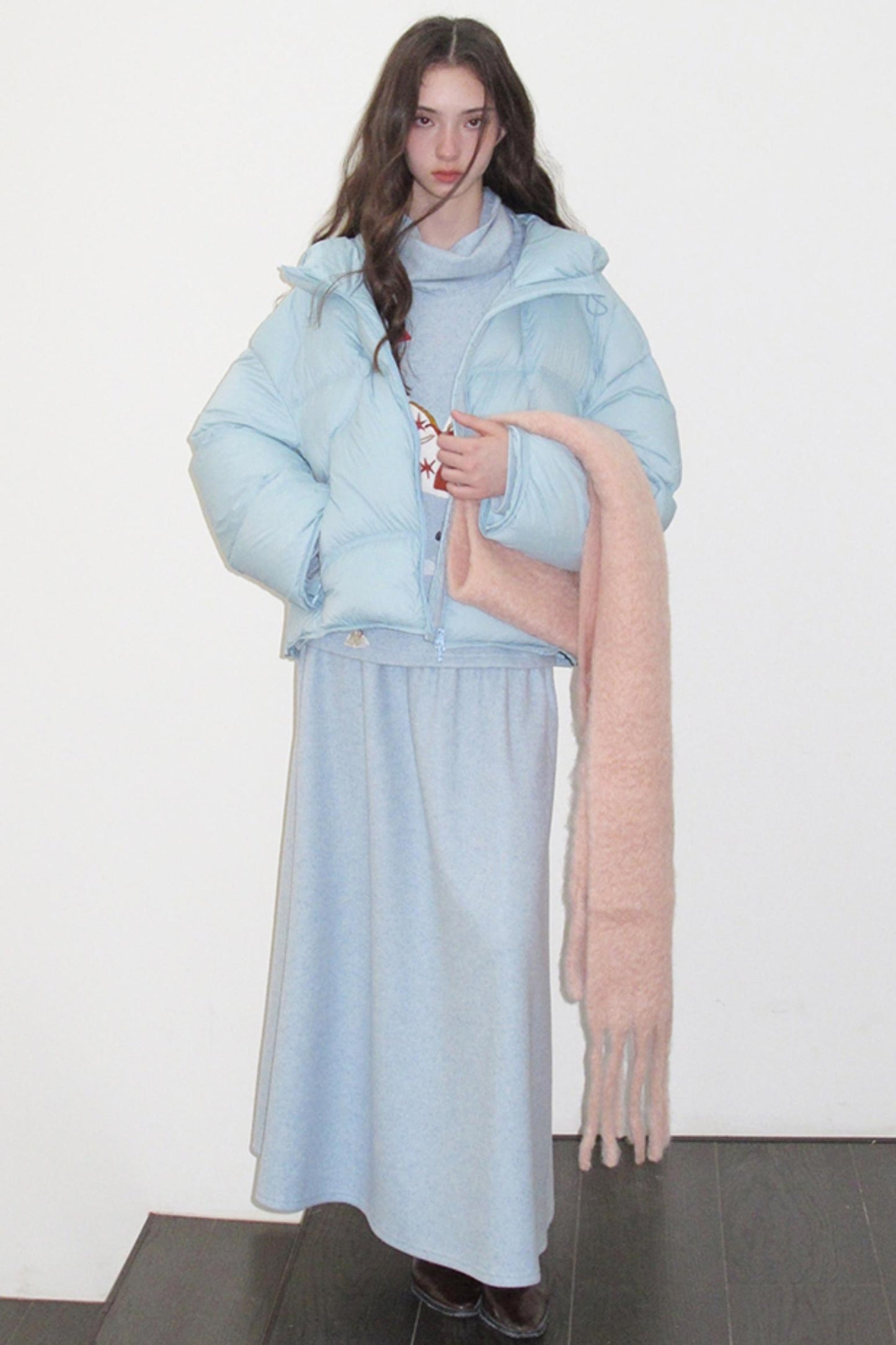 Three-Dimensional Pony Knit Top & Skirt Set