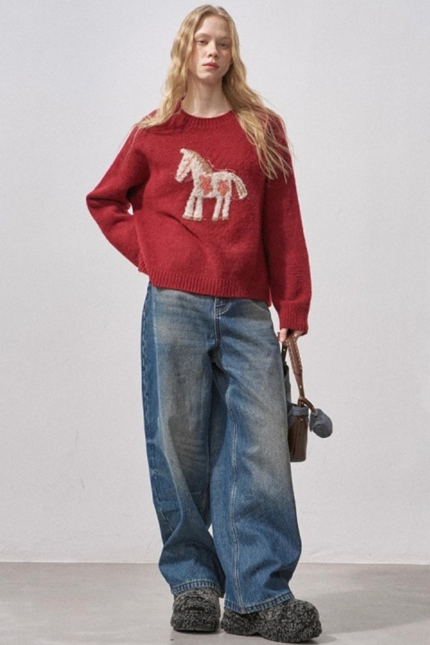 Floral Pony Festive Sweater