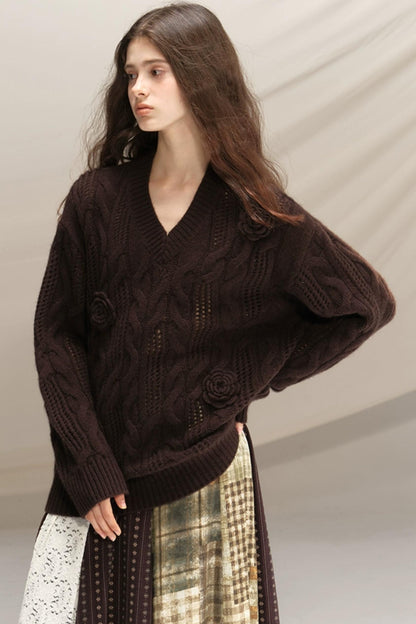 Raccoon Wool Crochet Sweater