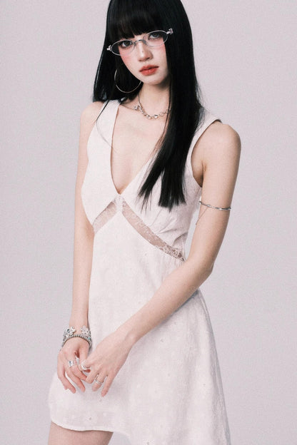 Summer Lace V-Neck Vest Dress