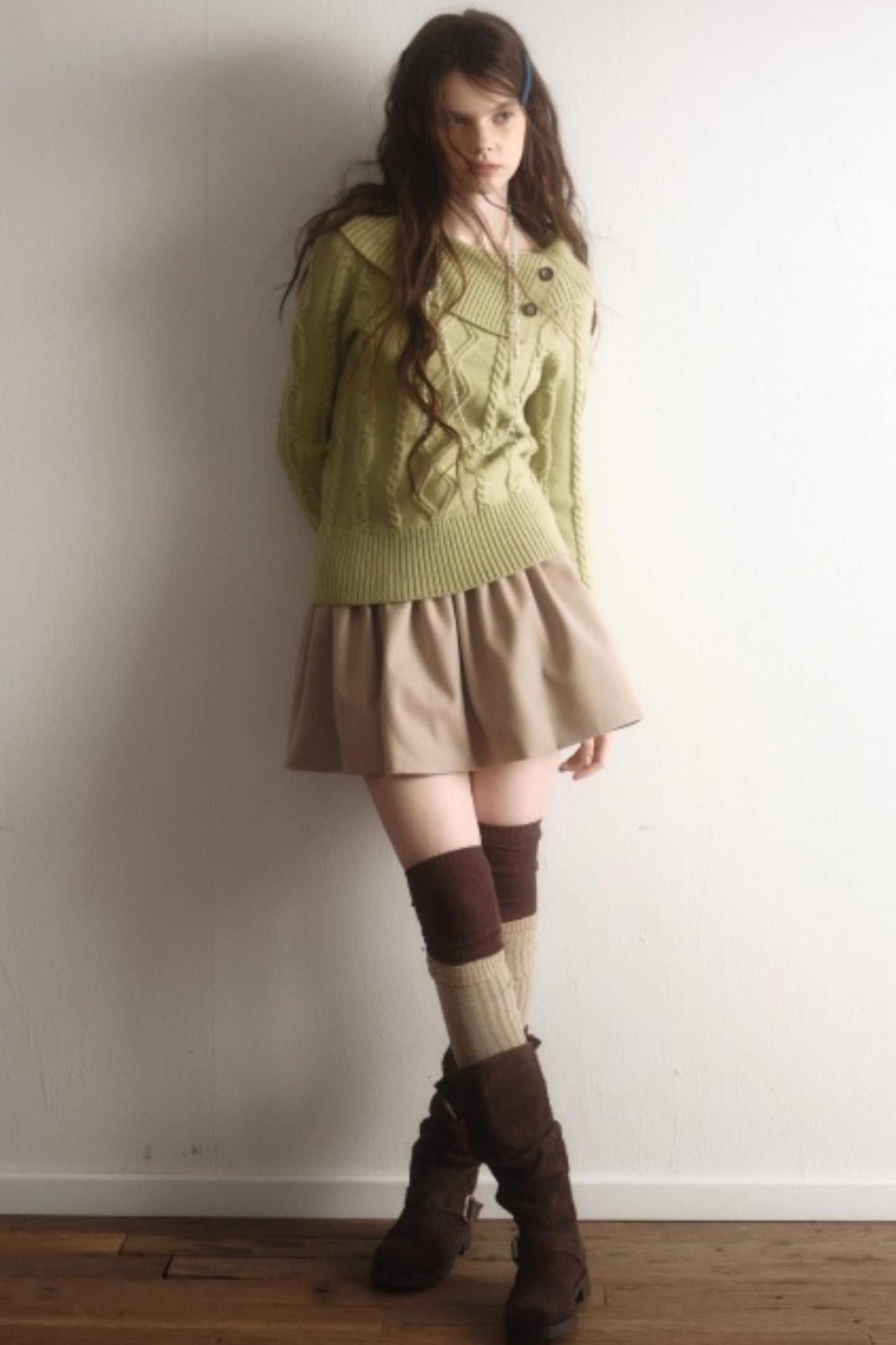 Artist Original Wool Off-Shoulder Sweater