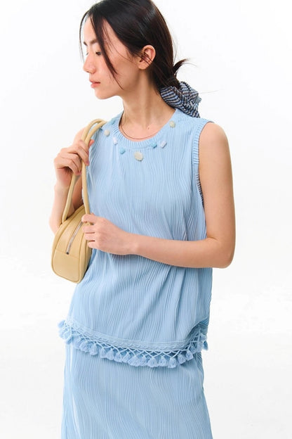 Blues Beach Fringed Vest Set-Up