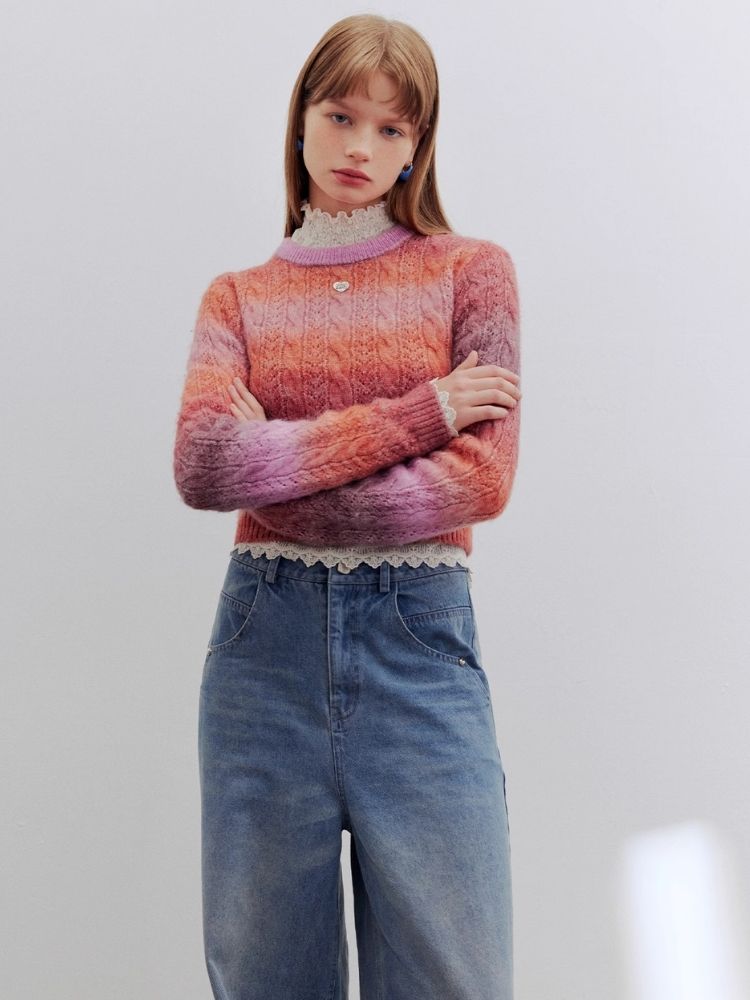 Colorful Long Sleeve Knit Sweater