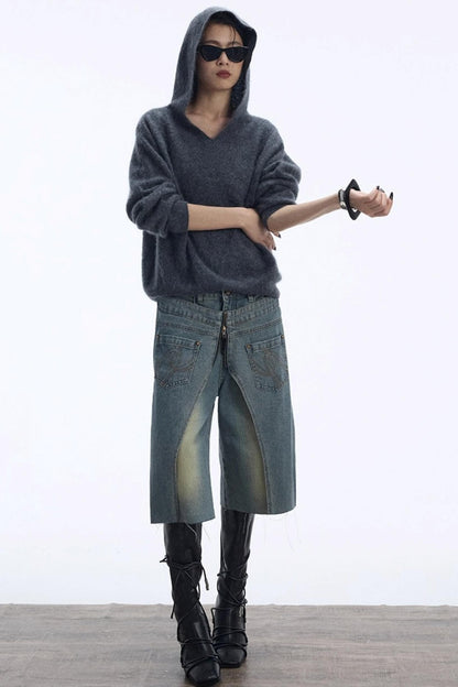 Distressed Denim Shorts