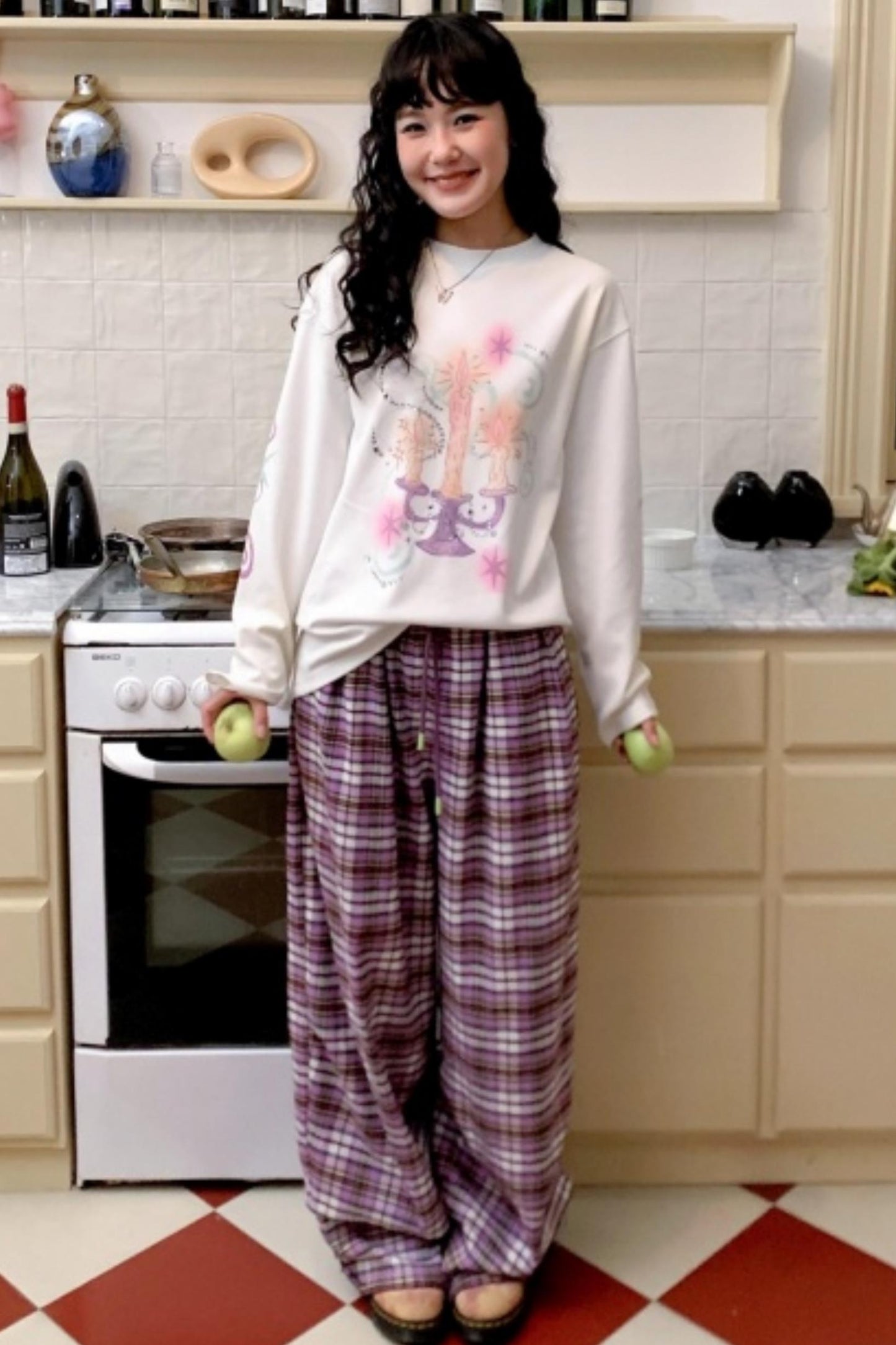 Candlestick Print White T-Shirt