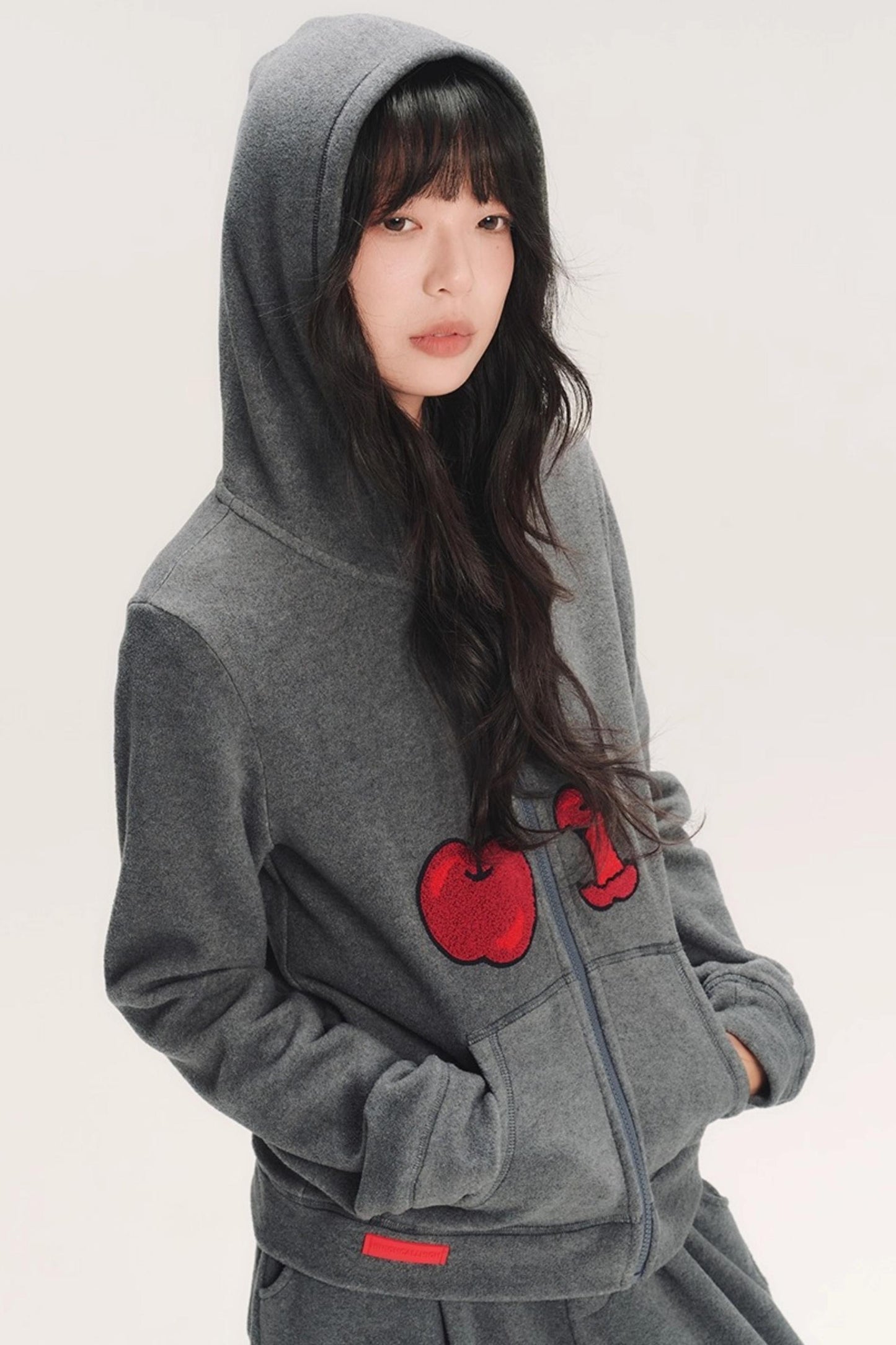 Hand-Painted Cherry Hooded Jacket
