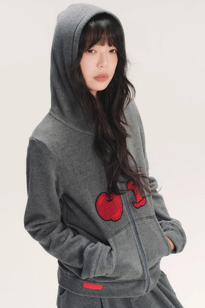 Hand-Painted Cherry Hooded Jacket