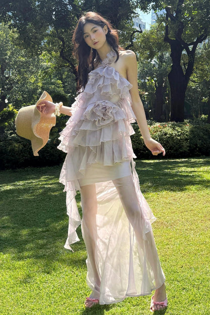 Rose Mesh Fishtail Dress