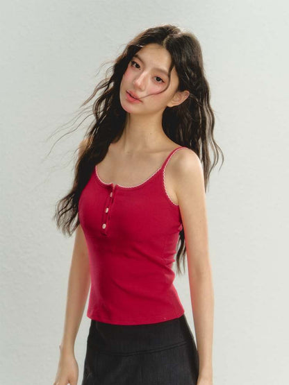 Front Button Chest Padded Camisole