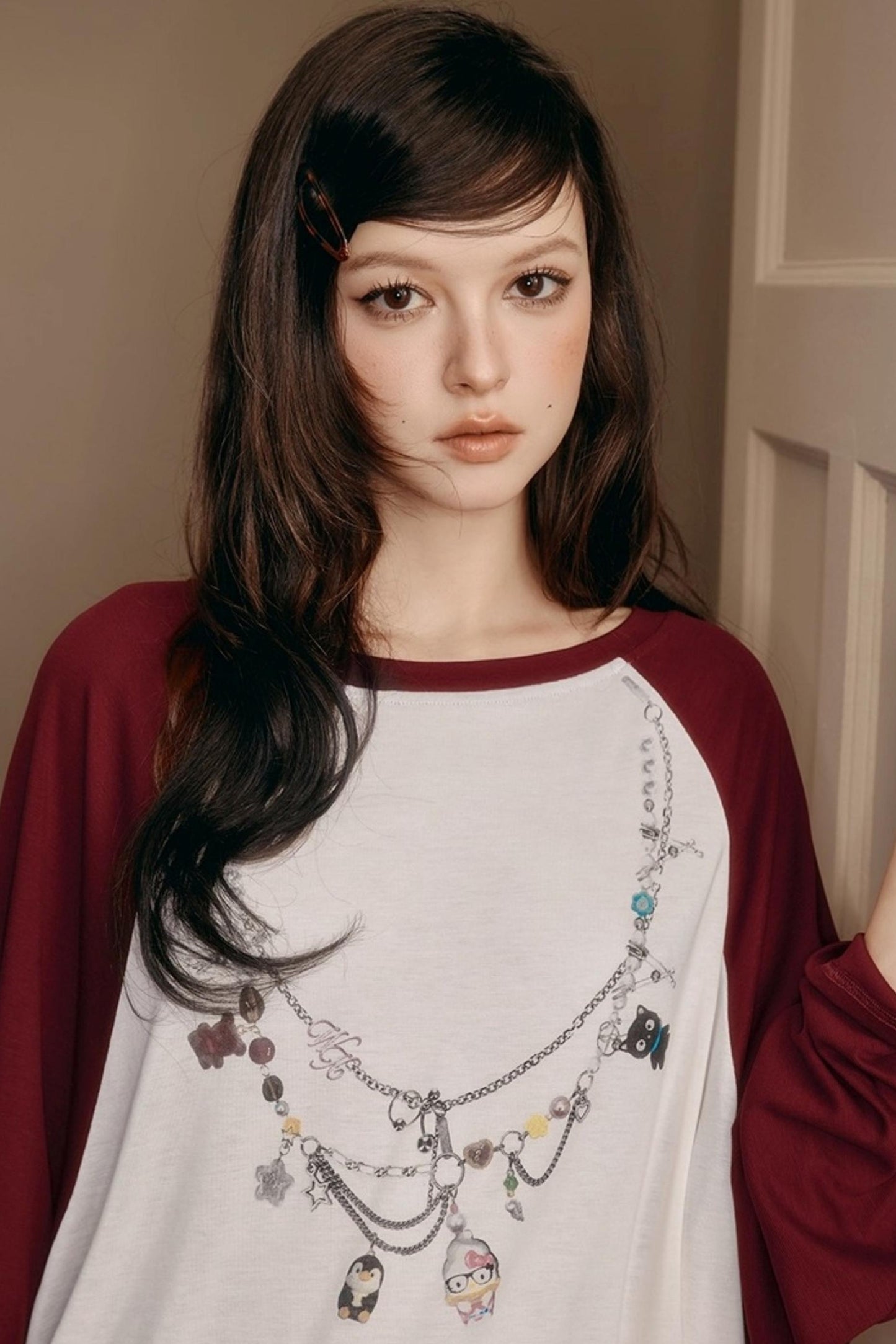 Contrasting Raglan Sleeve Top