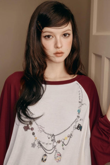 Contrasting Raglan Sleeve Top