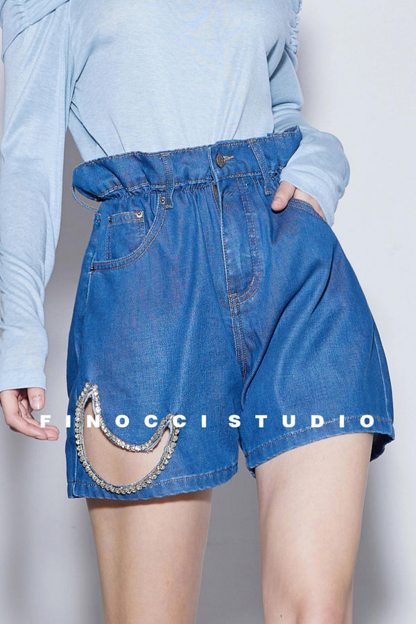 Mooncut Embroidered Denim Shorts