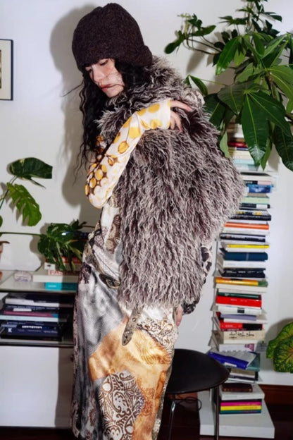 Vintage Lace-up Plush Scarf