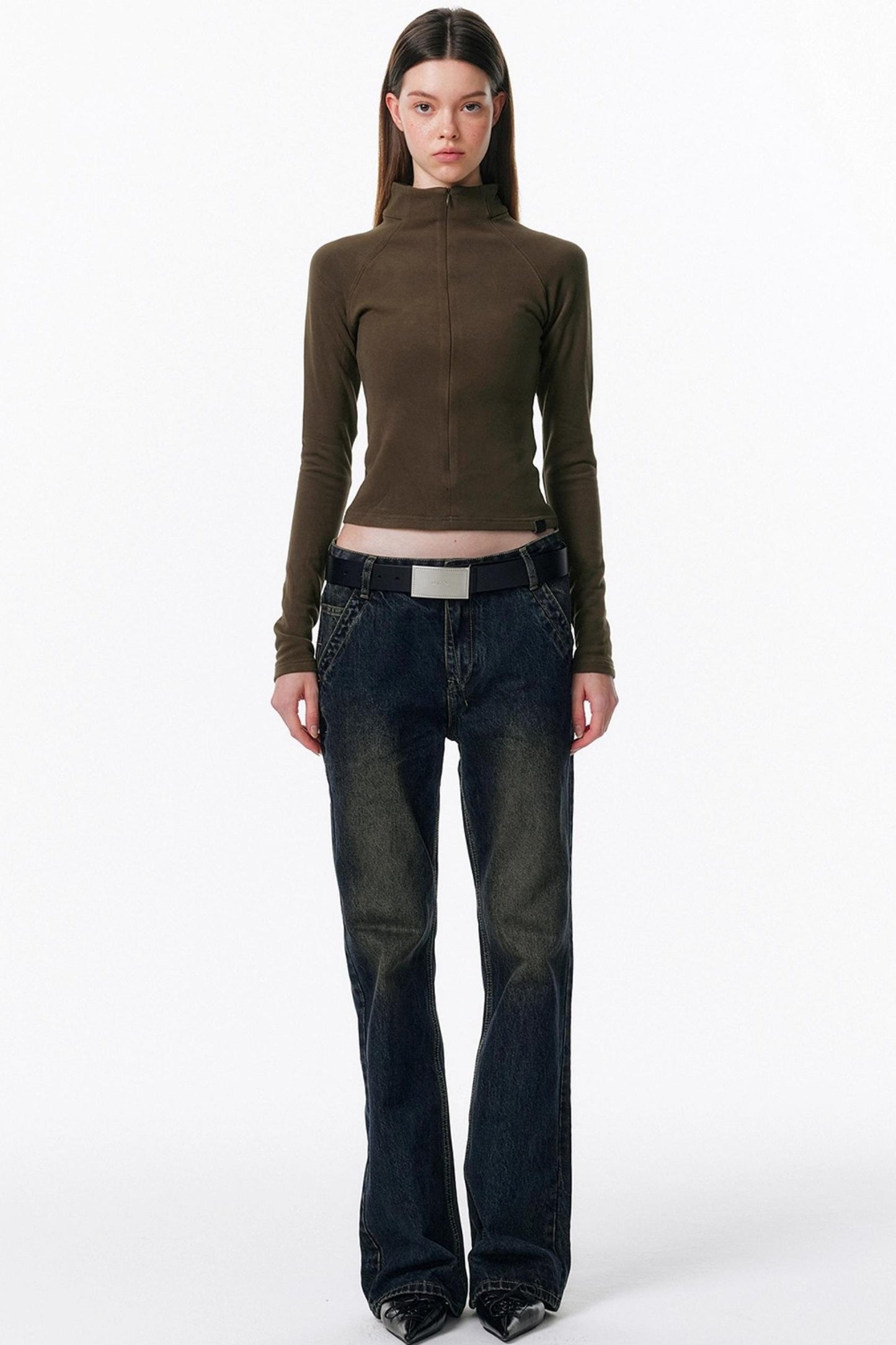 Retro Washed Micro-Flared Jeans